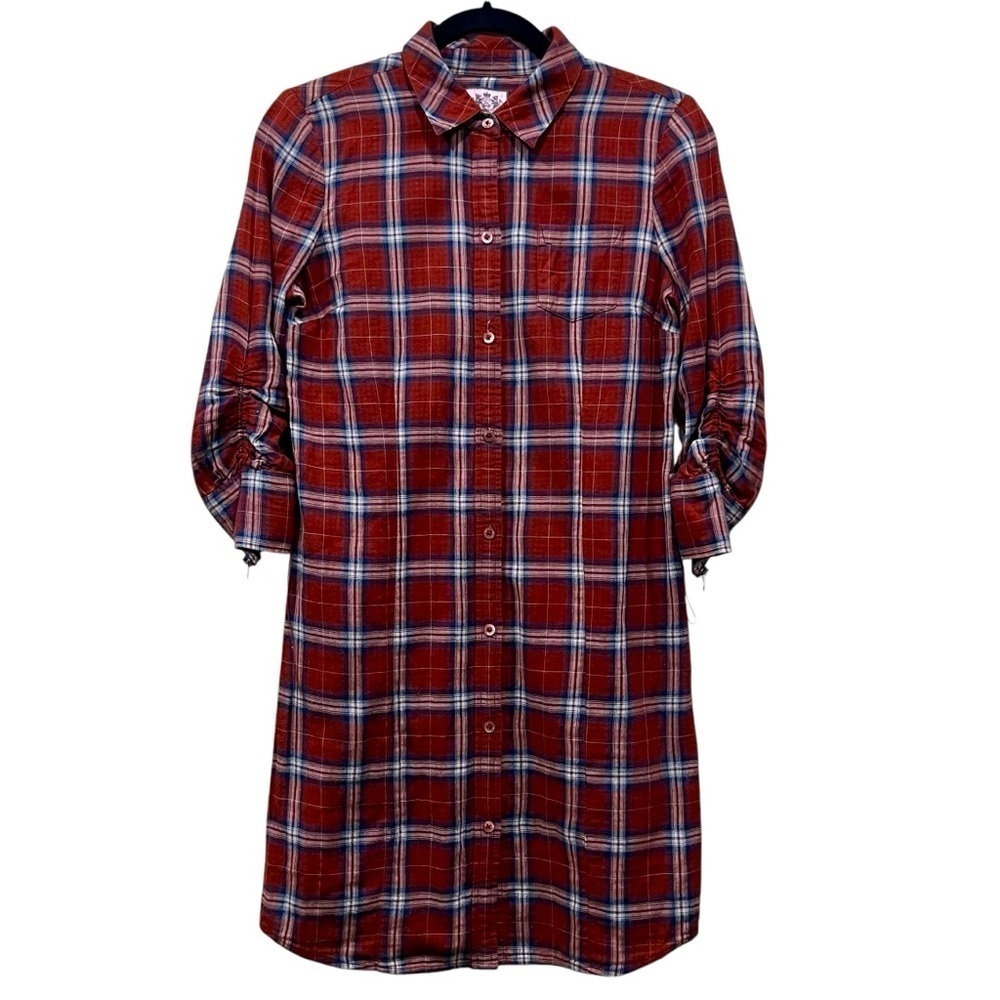 Juicy Couture Red Plaid Button-Up Shirt Dress size 4 - Picture 2 of 15